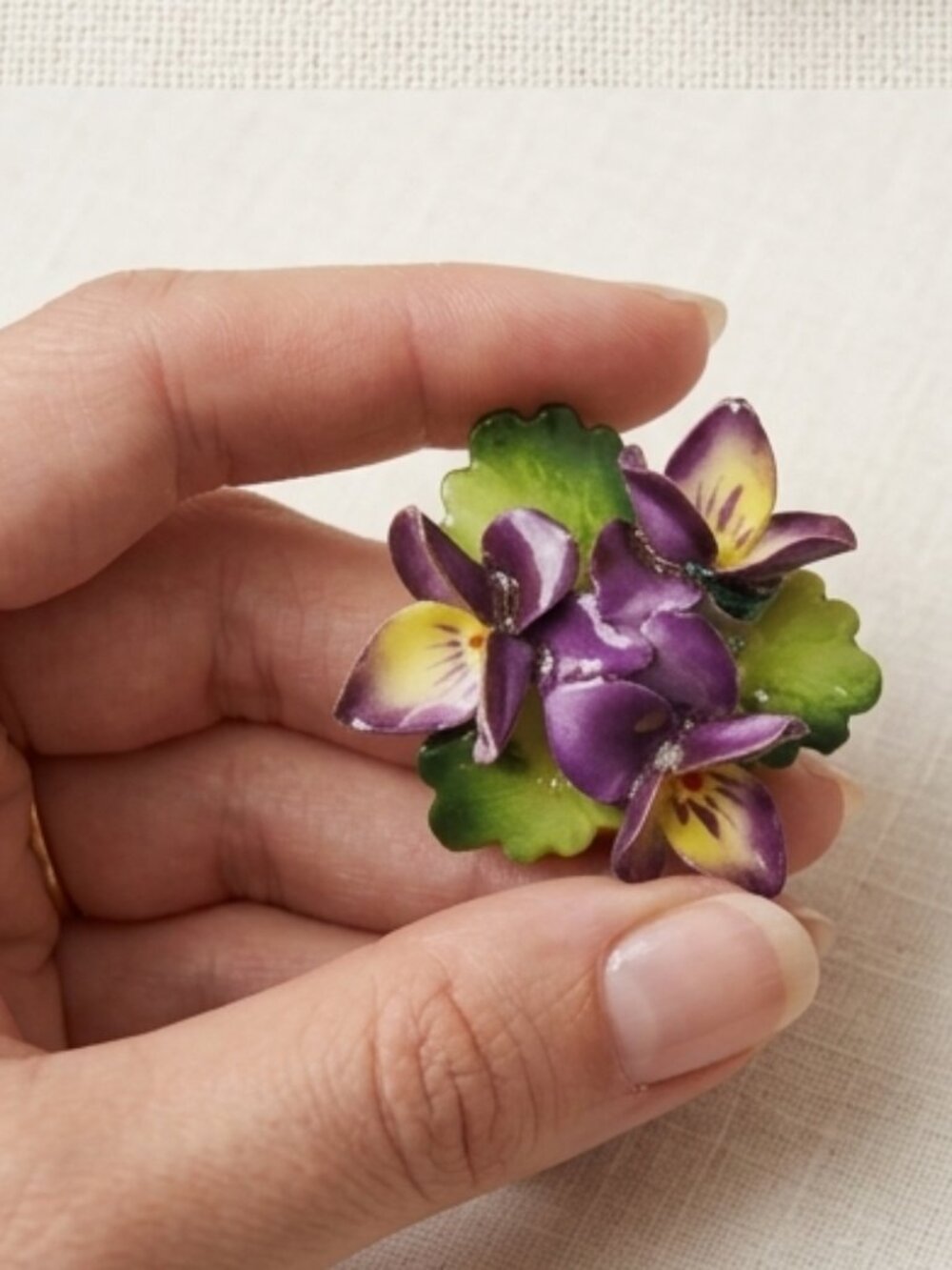 Vintage Cara China Staffordshire Floral Brooch Pin - Picture 3 of 5